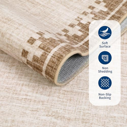GarveeHome Non Slip 2x10 Hallway Runner Low Pile Washable Neutral Carpet - color: Beige, size: 2'x10' (Runner)