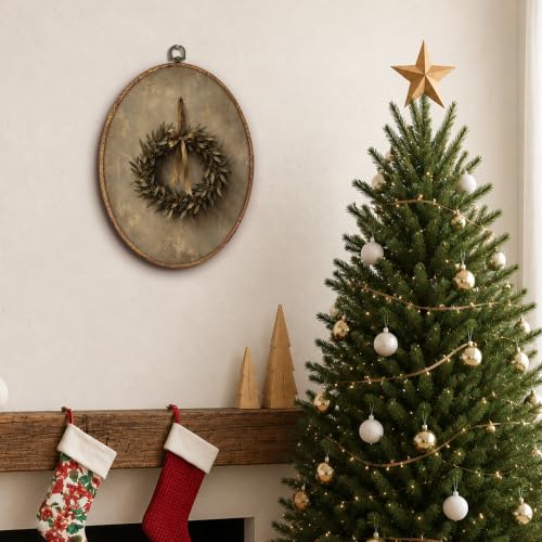 Yorhifa Vintage Antique Christmas Wreath Framed Wall Art 8.5x11.5in - color: Antique
