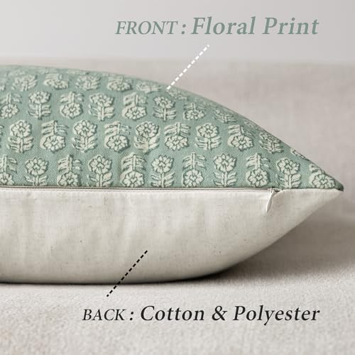 Foindtower Decorative Floral Print Throw Pillow Covers 20×20 Inch,Aqua Blue - color: Aqua Blue, size: 20" x 20" (Pack of 2)