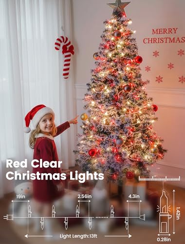 Red and Clear Christmas Lights,13FT 50 Count Mini String Lights - color: Red clear white wire, size: 50 count