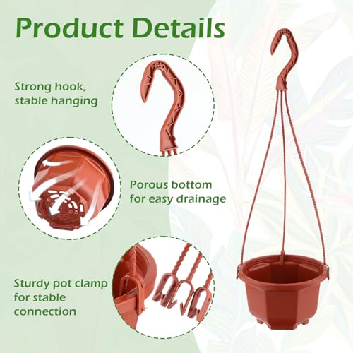 Roshtia 24 Pcs Hanging Planter Pot with Hook, Brown, 5 Inch - color: Brown, size: 5 Inch
