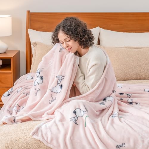 Berkshire Blanket Peanuts® VelvetLoft® Cute Character Snoopy Plush Blanket,Make a Wish Spring Pink,Full/Queen 90 in x 90 in (Official Peanuts® Product) - color: Make a Wish Spring Pink, size: Full/Queen (90 in x 90 in)
