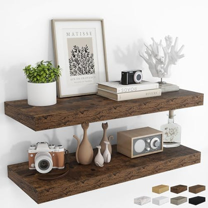 RICHFOCUS 36Inch Floating Shelves for Wall 2Pack|Rustic Brown|8" D - color: Rustic Brown, size: 36"L x 8"D, Set of 2