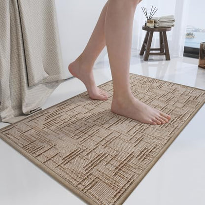 Bath Mat Non Slip,Quick Dry Bathroom Rug Under Door,16"x24",Brown - color: A- Brown, size: 16"x24"