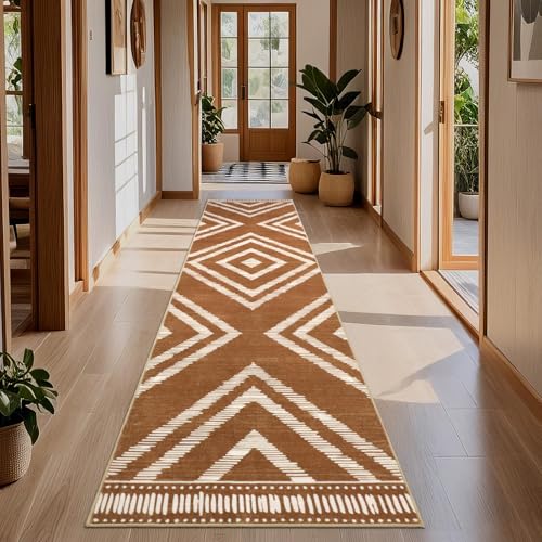Brown Boho Hallway Runner Rugs 2x10ft Non Slip Washable for Kitchen - color: Brown, size: 2' x 10' (Rectangular)