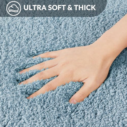 Exclusivo Mezcla Soft Absorbent Bathroom Rugs, Non-Slip Bath Mat, 17x24 - color: Slate Blue, size: 17"x24"(Rectangular)