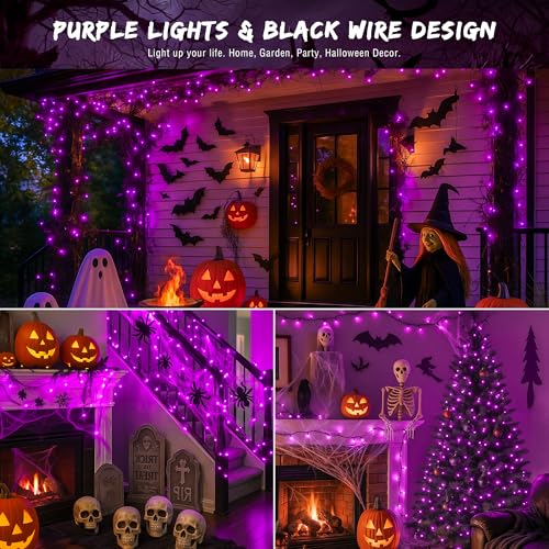 Purple Halloween Lights,13FT 50 Count Mini String Lights - color: Purple Black, size: 50 count