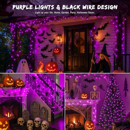 Purple Halloween Lights,13FT 50 Count Mini String Lights - color: Purple Black, size: 50 count