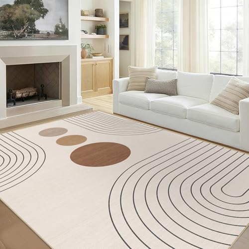 Area Rug 6x9 Boho Modern Geometric Beige Abstract Rug Living Room Washable - color: Beige, size: 9' x 6' (Rectangular)