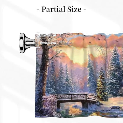 Christmas Snowflake Winter Valances for Windows Rod Pocket Curtain Valance 1 Panel Short Curtains for Kitchen Bathroom Living Room Bedroom Window Treatments - color: Christmas Snowflake