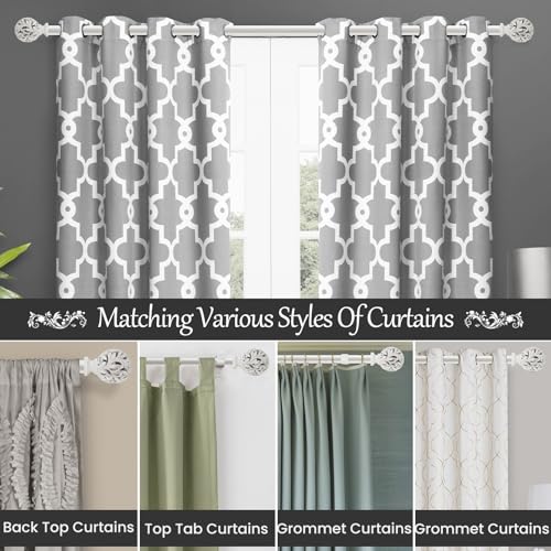 Ycolnaefllr Carved Leaf Curtain Rod, Weathered White, Adjustable 66-120" - color: Weathered white, size: 36-120"