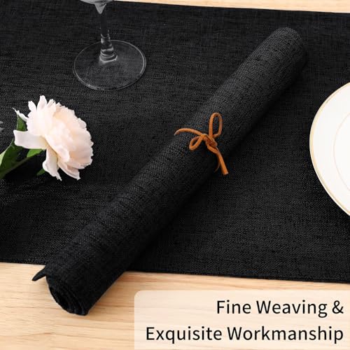 Homaxy Cloths Placemats for Dining Table Set of 4, 13" x 19", Black - color: Black, size: Placemats Set of 4