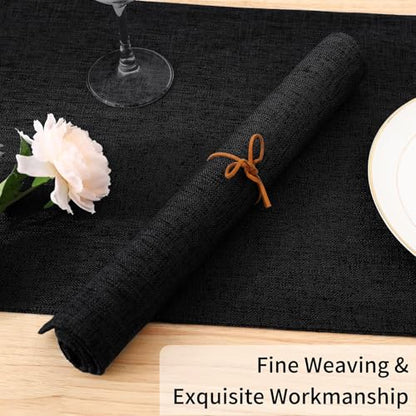 Homaxy Cloths Placemats for Dining Table Set of 4, 13" x 19", Black - color: Black, size: Placemats Set of 4