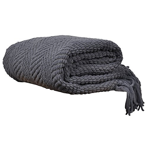 BATTILO HOME Dark Grey Throw Blanket for Couch, 50"x60" - color: Grey, size: 50"x60"