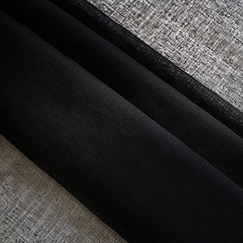 Sheer Curtains for Living Room, Bedroom, 52"Wx 45"L, Black, 2 Panels - color: Black, size: 52"W x 45"L (Pack of 2)