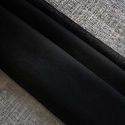 Sheer Curtains for Living Room, Bedroom, 52"Wx 45"L, Black, 2 Panels - color: Black, size: 52"W x 45"L (Pack of 2)