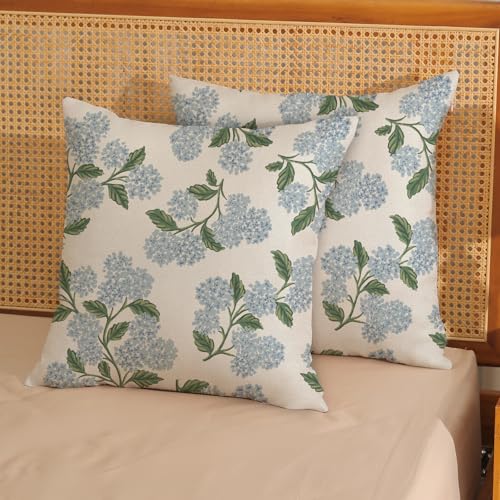 Floral Outdoor Pillow Covers 18x18 Inch Set of 2 Blue Green - color: Hydrangea, size: 18" x 18" (Pack of 2)