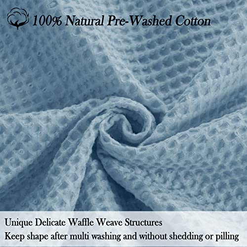 PHF 100% Cotton Waffle Blanket Lightweight Breathable, King Size Dusty Blue - color: Dusty Blue, size: King(104" x 90")