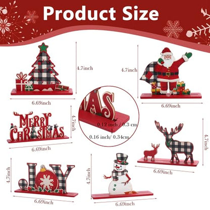 Blosssound 6 Pcs Christmas Wooden Centerpieces 3D Table Decorations