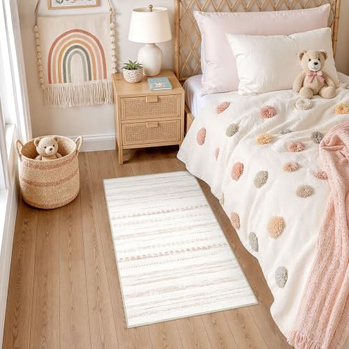 Nakagishi Boho 2x4 Washable Area Rug Non Slip Carpet for Entryway Beige - color: Beige Brown, size: 2' X 4' (Rectangular)