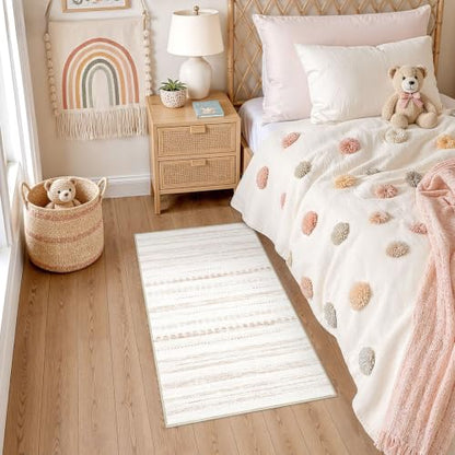 Nakagishi Boho 2x4 Washable Area Rug Non Slip Carpet for Entryway Beige - color: Beige Brown, size: 2' X 4' (Rectangular)