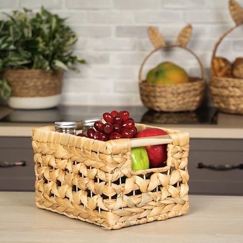 NAYA Set of 3 (13.8",11.6"&9.5") Water Hyacinth Shelf Wicker Baskets - size: Set 3 Small - Medium - Large