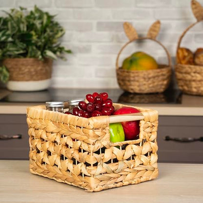 NAYA Set of 3 (13.8",11.6"&9.5") Water Hyacinth Shelf Wicker Baskets - size: Set 3 Small - Medium - Large