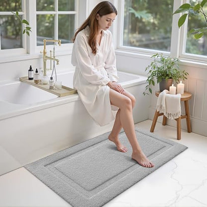 LUMI Large Bathroom Rugs Soft Absorbent, Non Slip Bath Mat 24x43, Grey - color: Grey, size: 24" X 43"