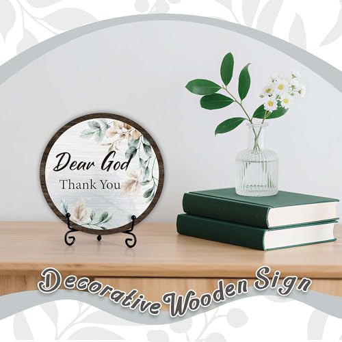 Christian Desk Decor, Dear God Thank You Wood Sign, Religious Gifts For Woman Man, Living Room Decor And Accessories, Bible Verse Home Office Decorations For Table Shelf -c09 - style: Dear God 4
