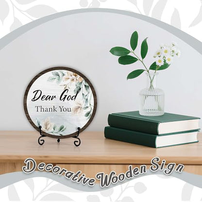 Christian Desk Decor, Dear God Thank You Wood Sign, Religious Gifts For Woman Man, Living Room Decor And Accessories, Bible Verse Home Office Decorations For Table Shelf -c09 - style: Dear God 4
