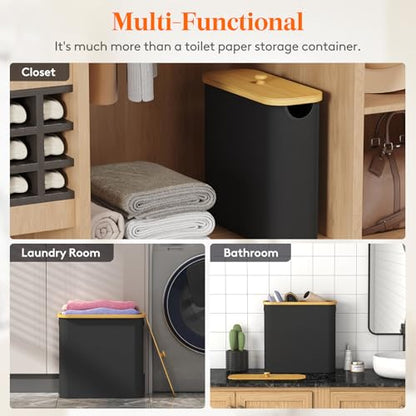 Lifewit Toilet Paper Storage Holder, Large Stand Basket, 23L, Black - color: Black, size: 23L