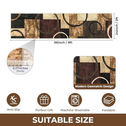 Yamaziot 2x8 Washable Modern Abstract Runner Rug Non-Slip for Hallways - color: Brown, size: 2x8ft