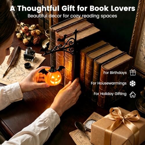 Halloween Lights Mini Lantern for Book Shelf,Pumpkin Hanging Lamp Book Ends - color: Orange Pumpkin