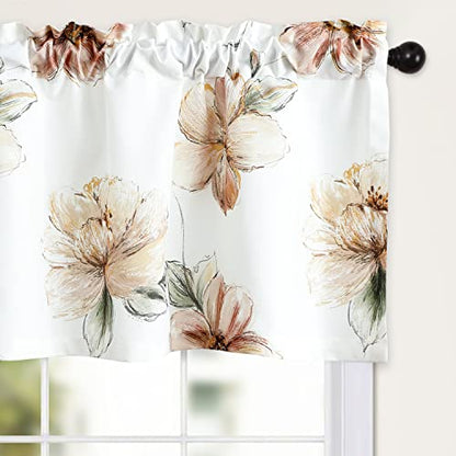 Leeva Farmhouse Floral Valance, Light Brown, 52 x 18, Rod Pocket, 1 Panel - color: T11, size: 52"W x 18"L (Pack of 1)