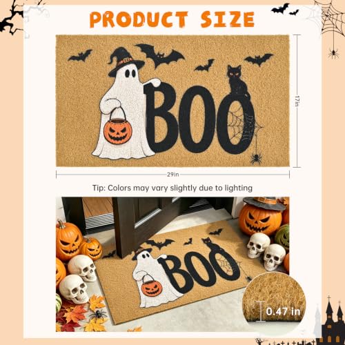 Halloween Welcome Mat Spooky Boo Non-Slip Front Door Mat, 17x29 in - color: Spooky Boo