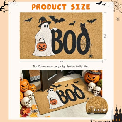Halloween Welcome Mat Spooky Boo Non-Slip Front Door Mat, 17x29 in - color: Spooky Boo