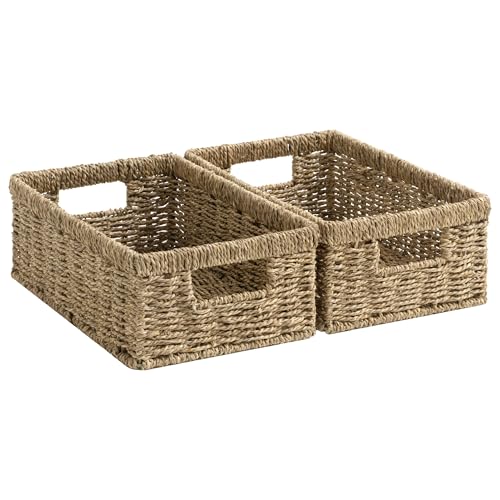 StorageWorks Wicker Basket for Organizing, Seagrass Basket for Decor, 2Pack - color: Natural (Seagrass), size: 2x 13"L x 8¼"W x 4¾"H