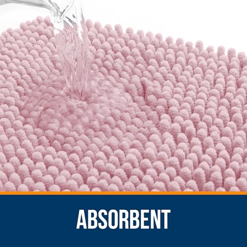OLANLY Toilet Rugs U-Shaped 20x20, Soft Absorbent Chenille Contour Rugs - color: Dusty Rose, size: 20" X 20" Contour Rug