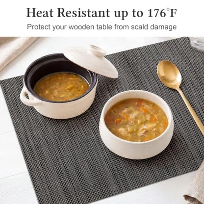 HOOMIL Placemats Set of 4, Heat Resistant, Dark Gray - color: Dark Gray, size: Set of 4