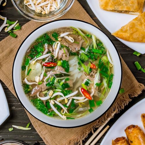60 oz Large Pho Soup Bowls, Large Ramen Bowls, Rimmed Off-White Big Ceramic Bowls Set of 3, 8 Inch - size: 8 inch 60 oz (Black Rim)