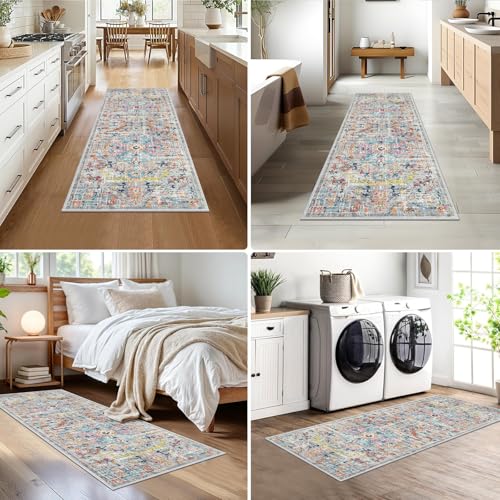 Pauwer Hallway Runner Rug 2x5, Washable Non Slip Kitchen Runner, Grey Multi - color: Grey Multi, size: 2' x 5' (Runner)