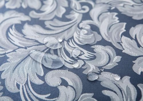 EHouseHome Jacquard Damask Reversible Blue and Grey Table Runners with Tassels 13 x 72 inch Wrinkle and Water Resistant Spill-Proof Decorative Dining and Wedding Runners - color: B&g With Tassels