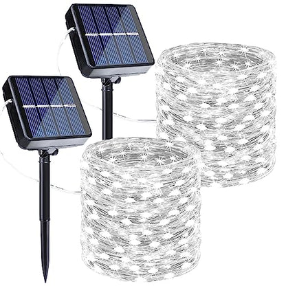 Joomer Solar Fairy Lights, 2-Pack Total 80FT 240LED String Lights, White - color: White, size: 2*120LED