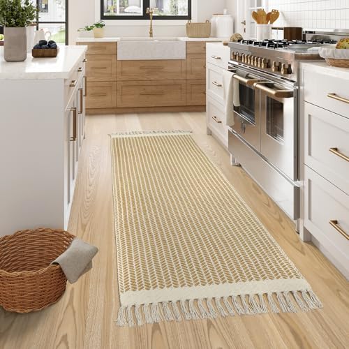 Lahome Boho Bathroom Runner Rug, 2x6 Washable Rugs for Laundry Room - color: Khaki, size: 2' x 6' (Runner)