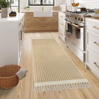 Lahome Boho Bathroom Runner Rug, 2x6 Washable Rugs for Laundry Room - color: Khaki, size: 2' x 6' (Runner)