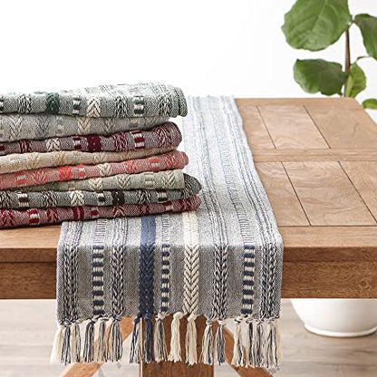 DII Braided Stripe Table Runner, 15x72 with 2.5" Fringe, Artichoke Green - size: 15x72" (15x77", Fringe Included)