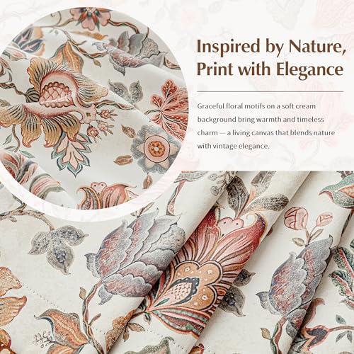 FMFUNCTEX Beige Boho Blackout Floral Curtains, 52X72 Inches, 2 Panels - color: Beige, size: 52"W x 72"L (Pack of 2)
