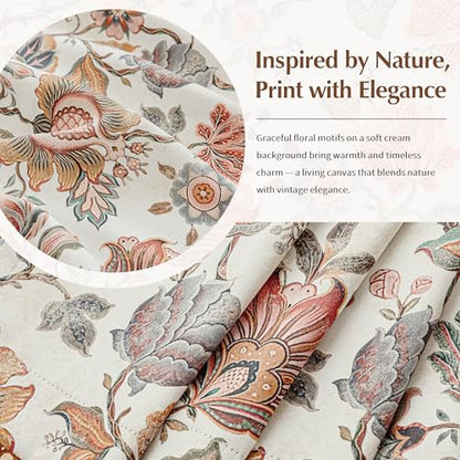 FMFUNCTEX Beige Boho Blackout Floral Curtains, 52X72 Inches, 2 Panels - color: Beige, size: 52"W x 72"L (Pack of 2)