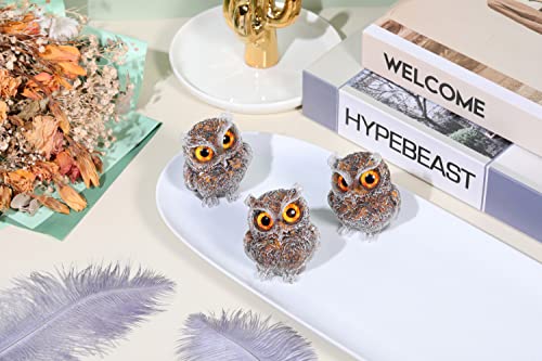 Jovivi 2.5" Tiger Eye Crystal Owl Statue Hand Carved Resin Figurines - color: Tiger Eye