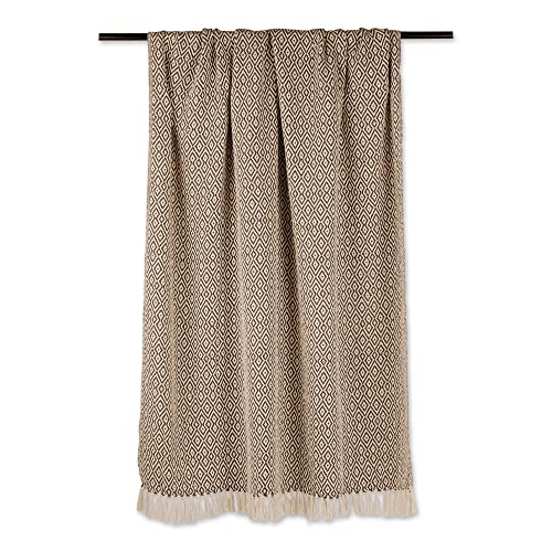 DII Rustic Farmhouse Double Diamond Woven Throw, 50x60, Brown - color: Brown, size: 50x60"